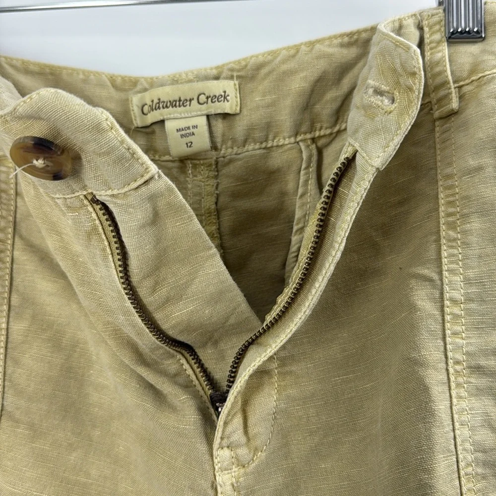 Coldwater Creek Linen blend summer shorts lace trim relaxed fit boho neutral